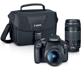 Canon EOS Rebel T7 DSLR Camera with 2 Lens Kit with EF18-55mm + EF 75-300mm Lens Black